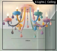Lustre Arc-en-Ciel Enfants Style Macaron Kawaii LED | Marco Lucetti Plafonnier 6 Lumières / Blanc froid