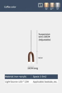 Lustre arc-en-ciel italien en forme de U | Marco Lucetti Ae couleur 16cm / Lumière blanche 6000k