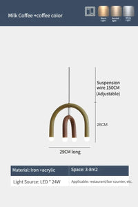Lustre arc-en-ciel italien en forme de U | Marco Lucetti Ae couleur 29cm / Lumière blanche 6000k