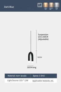 Lustre arc-en-ciel italien en forme de U | Marco Lucetti Couleur C 16cm / Lumière blanche 6000k