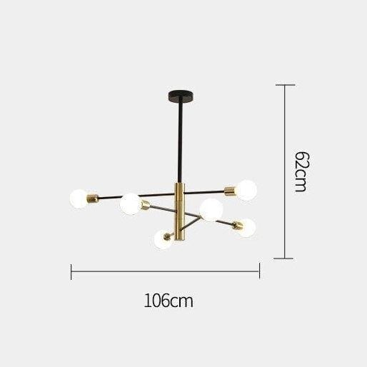 Lustre Aries Constellation - Métal Noir et Doré | Marco Lucetti 6 embouts