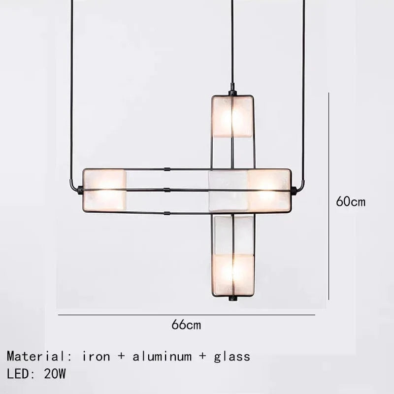 Lustre Art déco d'intérieur en verre blanc et noir pour Hall d'hôtel : Lampe élégante pour la salle à manger, la cuisine et le bar | Marco Lucetti Style C-Noir