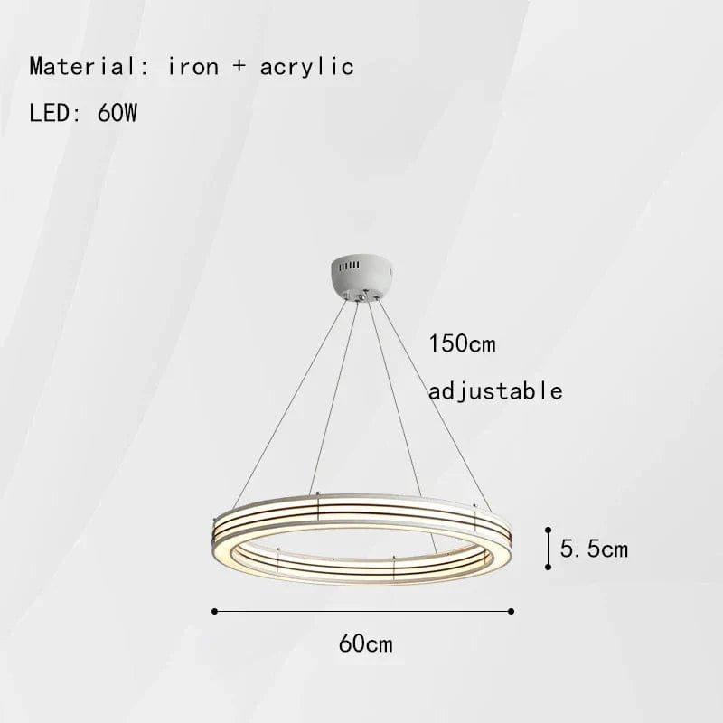 Lustre Art Déco Nouveau Style Anneau Suspendu avec Luminaires Fil Réglable | Marco Lucetti Rond 60cm-Noir / 3 modifiables