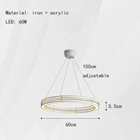 Lustre Art Déco Nouveau Style Anneau Suspendu avec Luminaires Fil Réglable | Marco Lucetti Rond 60cm-Noir / 3 modifiables