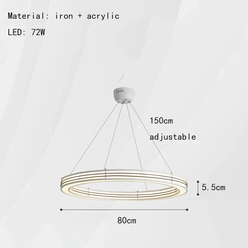 Lustre Art Déco Nouveau Style Anneau Suspendu avec Luminaires Fil Réglable | Marco Lucetti Rond 80cm-Noir / 3 modifiables