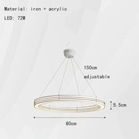 Lustre Art Déco Nouveau Style Anneau Suspendu avec Luminaires Fil Réglable | Marco Lucetti Rond 80cm-Noir / 3 modifiables