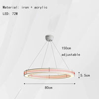 Lustre Art Déco Nouveau Style Anneau Suspendu avec Luminaires Fil Réglable | Marco Lucetti Rond 80cm-Rouge / 3 modifiables