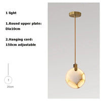 Lustre artistique en marbre doré LED avec intensité ajustable | Marco Lucetti 20cm 1 lumière / Lumière blanche
