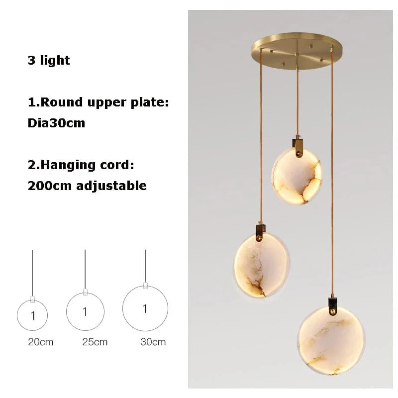 Lustre artistique en marbre doré LED avec intensité ajustable | Marco Lucetti 3 lumières A / Lumière blanche