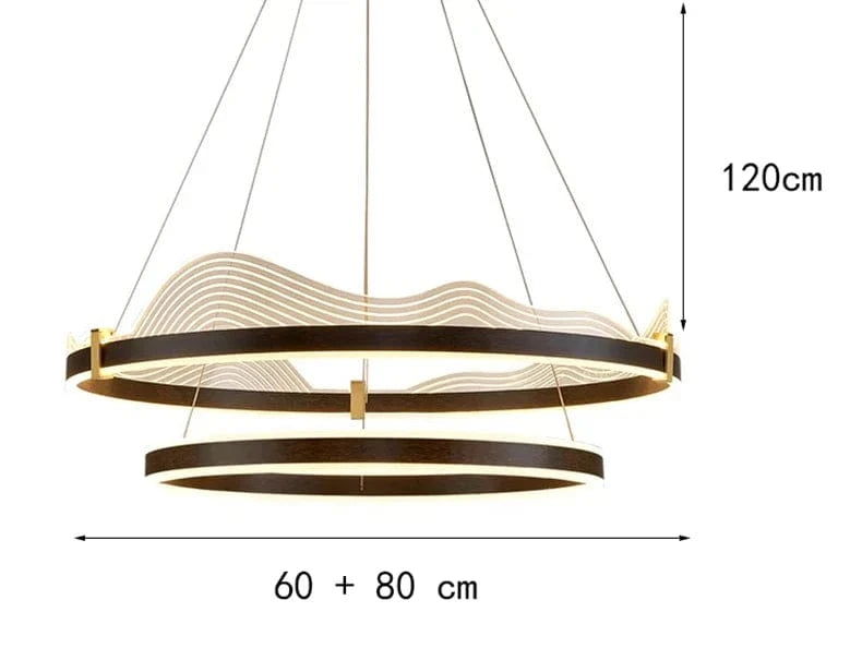Lustre Atmosphérique Moderne LED pour Éclairage Intérieur | Marco Lucetti 2 anneaux 60 80cm noir / Gradation à distance RC