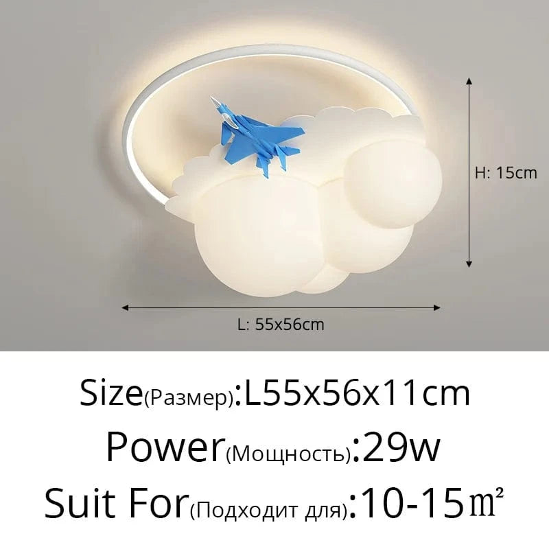 Lustre Avion LED Moderne pour Enfant | Marco Lucetti A bleu / 3 couleurs sans télécommande