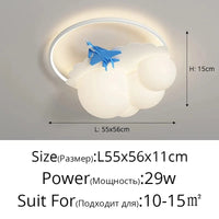 Lustre Avion LED Moderne pour Enfant | Marco Lucetti A bleu / 3 couleurs sans télécommande