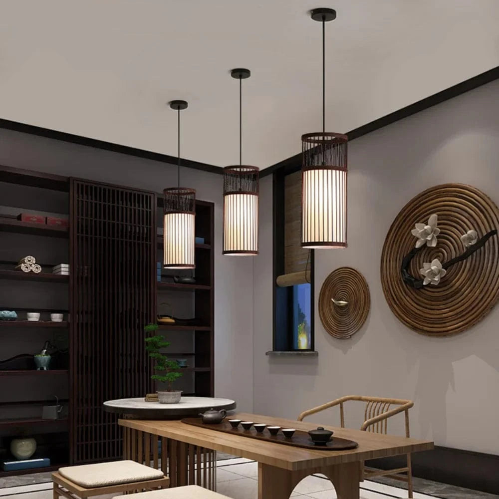 Lustre Bambou Tissé Main - Collection Rotin Osière | Marco Lucetti