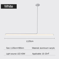  Lustre Bande Suspension Nordique Design Minimaliste | Marco Lucetti L120cm Blanc / Lumière froide