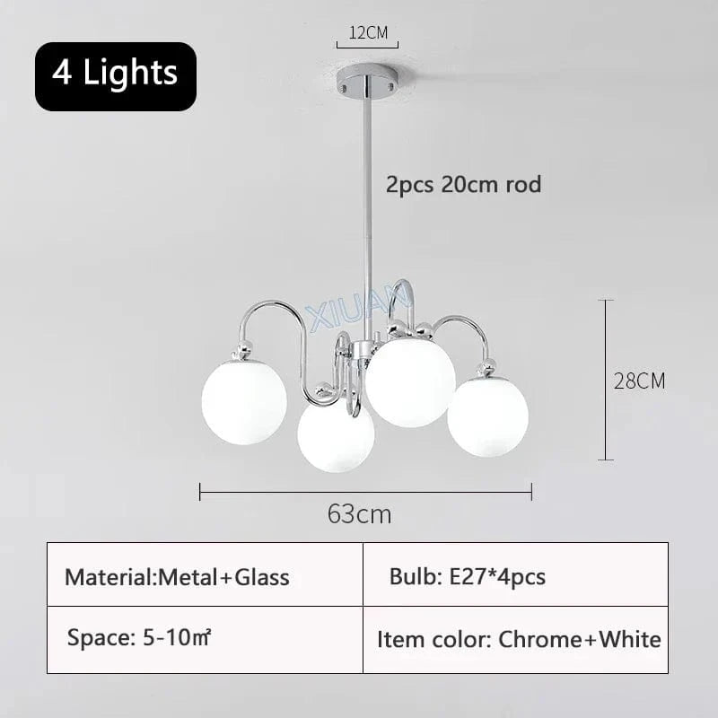 Lustre Blanc Lait - Éclairage Élégant | Marco Lucetti 4 lumières / Lumière chaude
