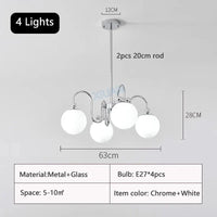 Lustre Blanc Lait - Éclairage Élégant | Marco Lucetti 4 lumières / Lumière chaude