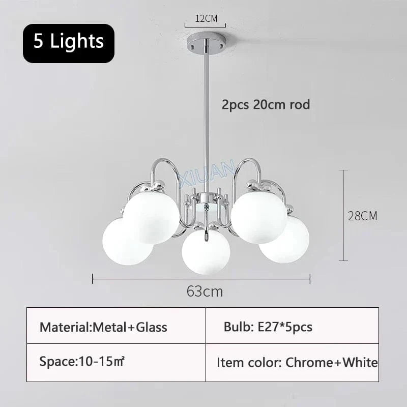 Lustre Blanc Lait - Éclairage Élégant | Marco Lucetti 5 lumières / Lumière chaude