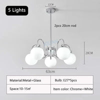 Lustre Blanc Lait - Éclairage Élégant | Marco Lucetti 5 lumières / Lumière chaude