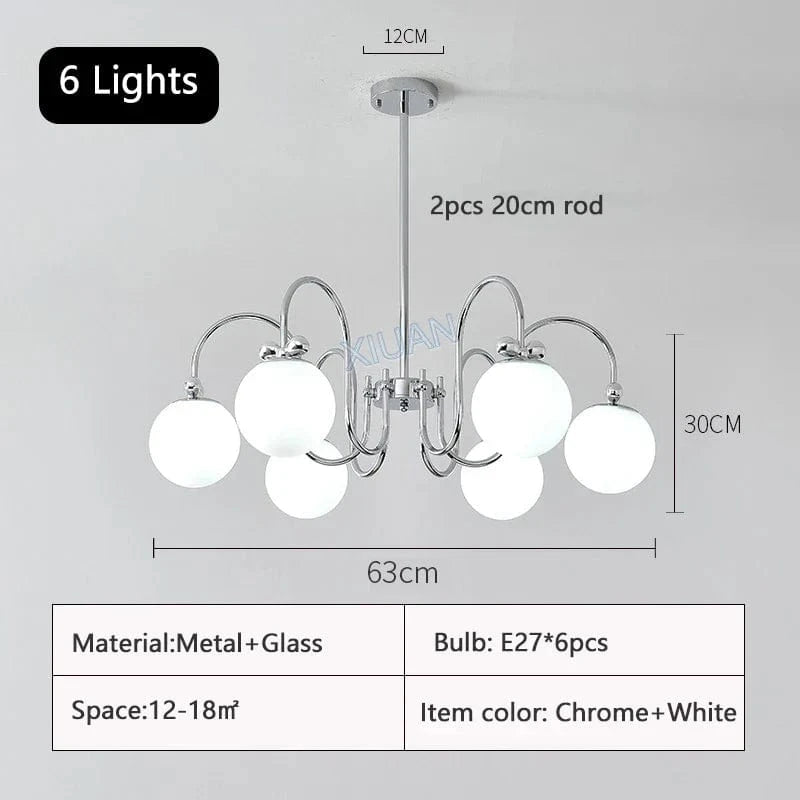 Lustre Blanc Lait - Éclairage Élégant | Marco Lucetti 6 lumières / Lumière chaude