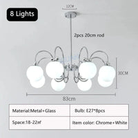 Lustre Blanc Lait - Éclairage Élégant | Marco Lucetti 8 lumières / Lumière chaude