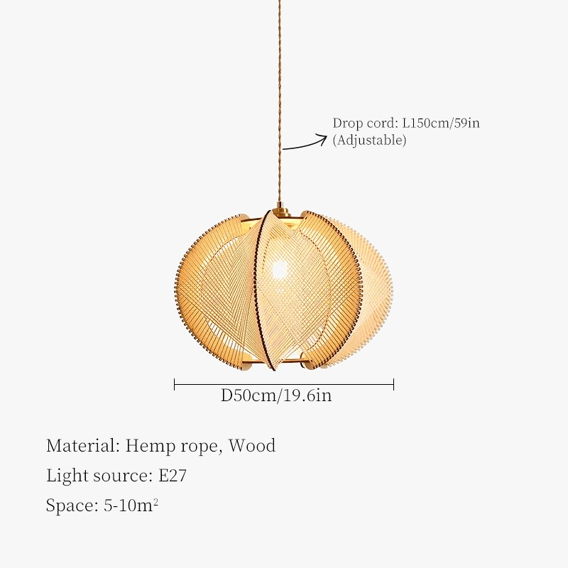 Lustre bois chanvre wabi-sabi suspendu - Édition Nature | Marco Lucetti