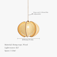 Lustre bois chanvre wabi-sabi suspendu - Édition Nature | Marco Lucetti