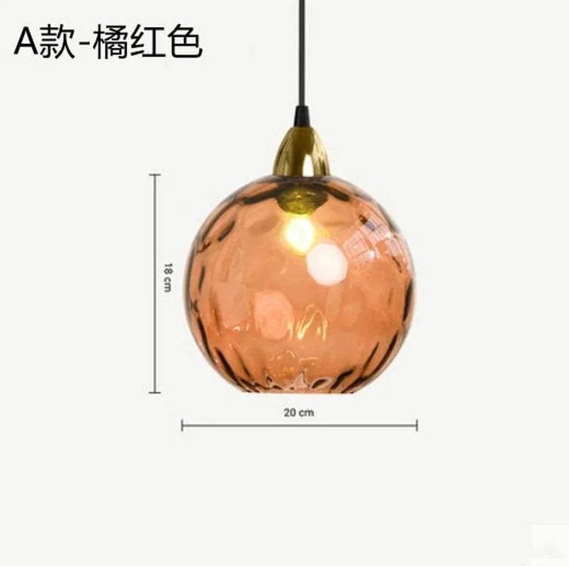 Lustre boule de verre coloré nordique suspension moderne Grain d'eau Ocean Lights | Marco Lucetti Orange