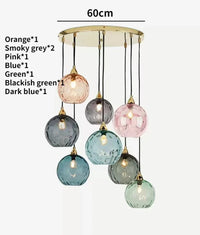 Lustre boule de verre coloré nordique suspension moderne Grain d'eau Ocean Lights | Marco Lucetti Oui