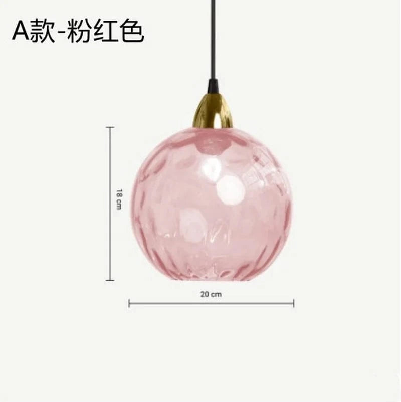 Lustre boule de verre coloré nordique suspension moderne Grain d'eau Ocean Lights | Marco Lucetti Rose