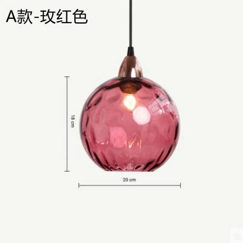 Lustre boule de verre coloré nordique suspension moderne Grain d'eau Ocean Lights | Marco Lucetti Rose rouge