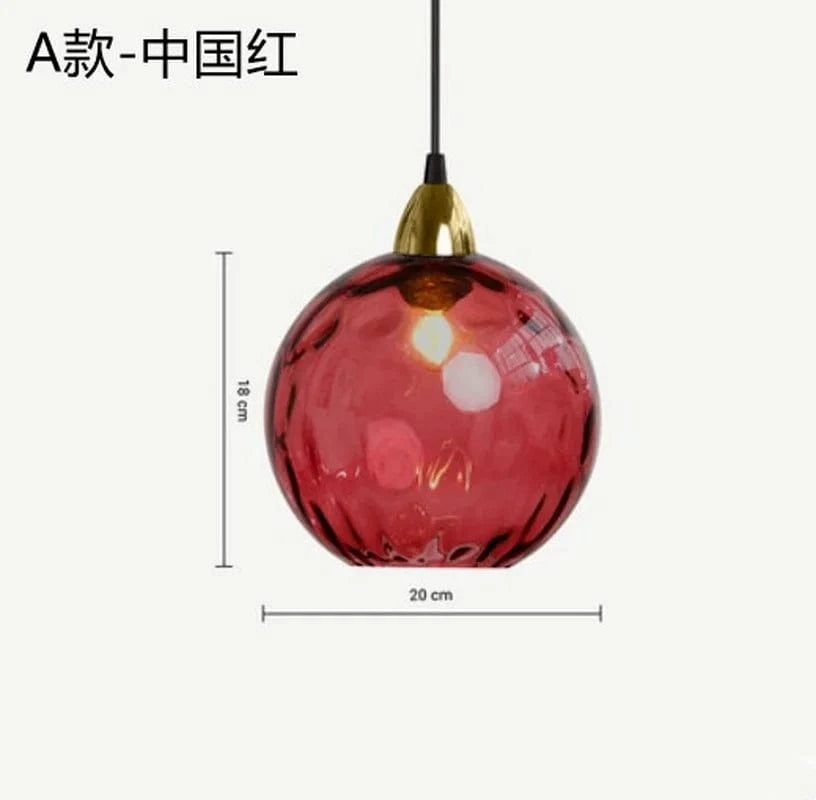 Lustre boule de verre coloré nordique suspension moderne Grain d'eau Ocean Lights | Marco Lucetti Rouge