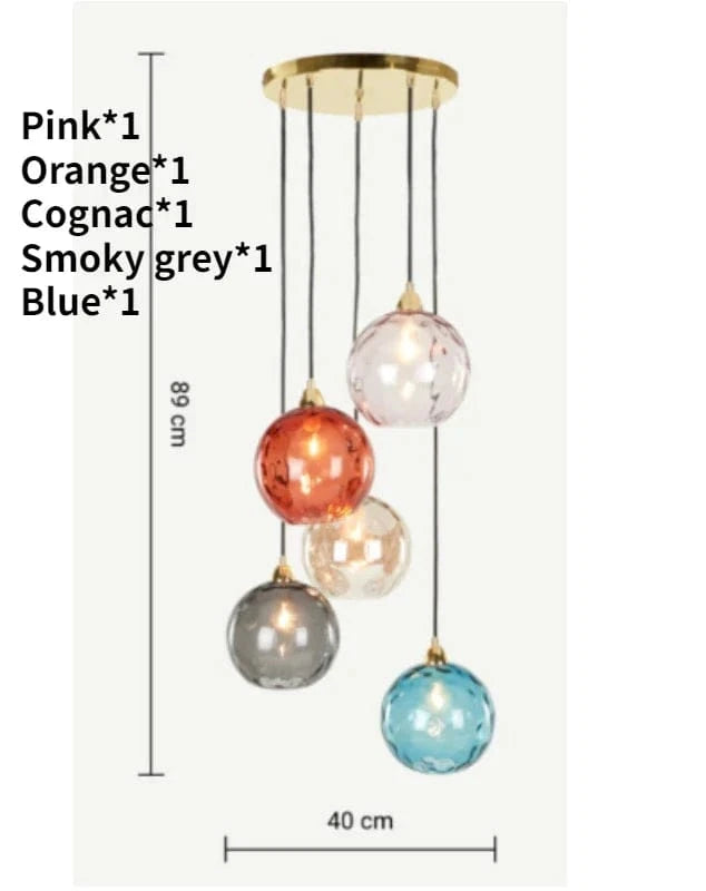 Lustre boule de verre coloré nordique suspension moderne Grain d'eau Ocean Lights | Marco Lucetti X
