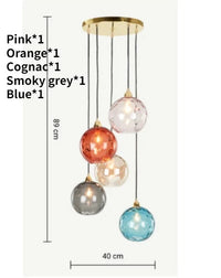 Lustre boule de verre coloré nordique suspension moderne Grain d'eau Ocean Lights | Marco Lucetti X