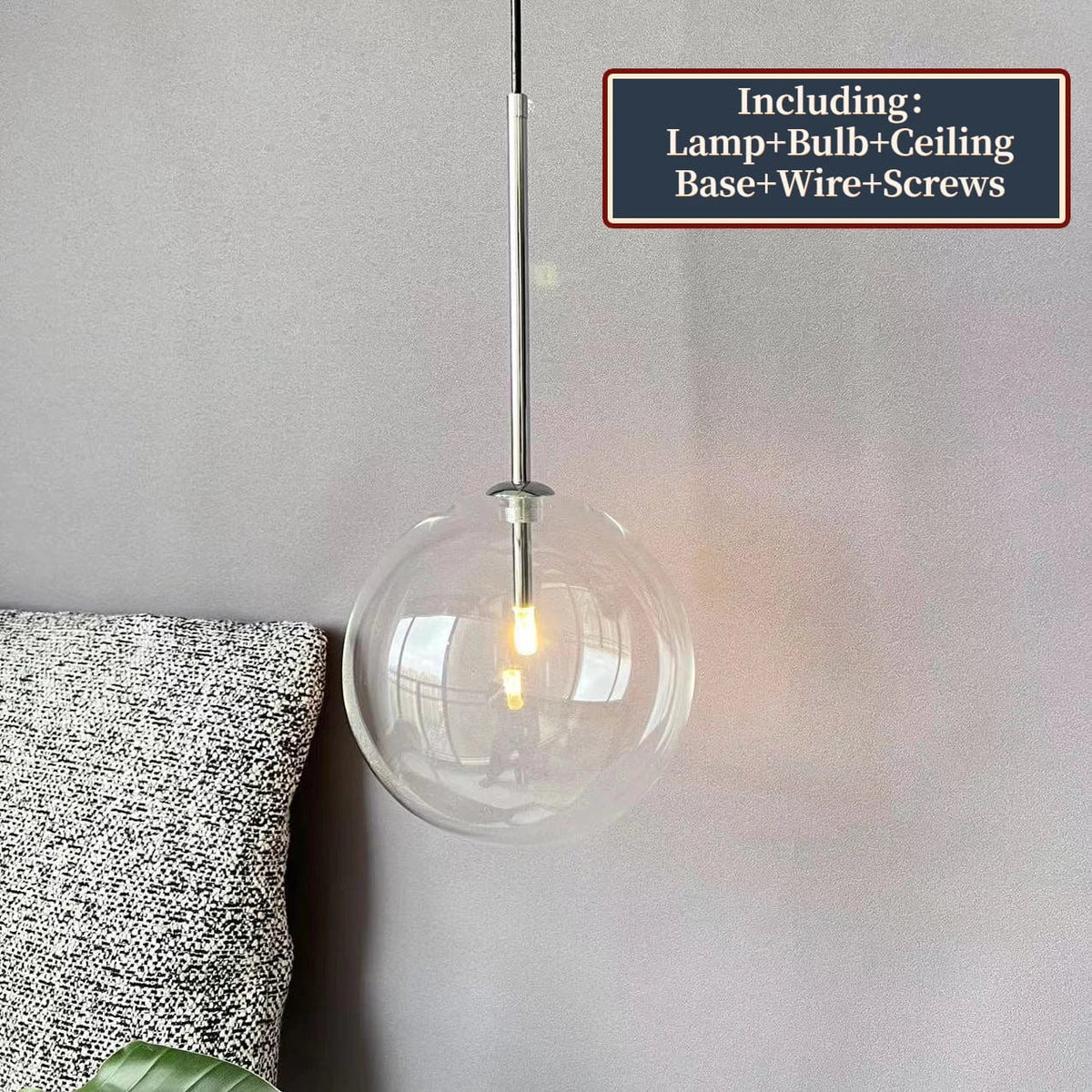 Lustre Boule de Verre LED Pour Décoration Intérieure | Marco Lucetti Chrome / 15 cm / Lumière froide