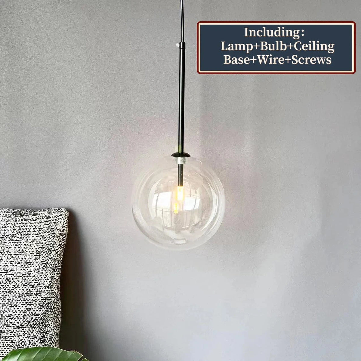 Lustre Boule de Verre LED Pour Décoration Intérieure | Marco Lucetti Noir / 15 cm / Lumière froide