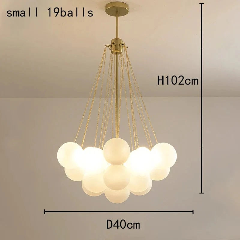 Lustre Boule de Verre Moderne LED Suspension Nordique Suspendu - Édition Lumière Design | Marco Lucetti D40cm 19 boules or / Blanc froid