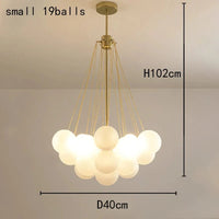 Lustre Boule de Verre Moderne LED Suspension Nordique Suspendu - Édition Lumière Design | Marco Lucetti D40cm 19 boules or / Blanc froid