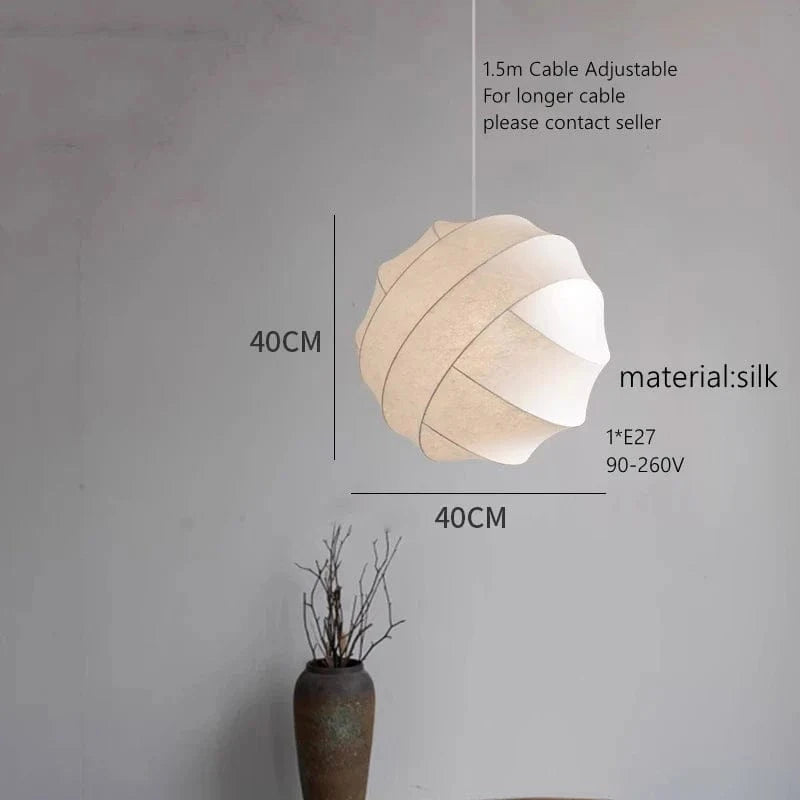 Lustre boule design en tissu soyeux fait main | Marco Lucetti D40cm