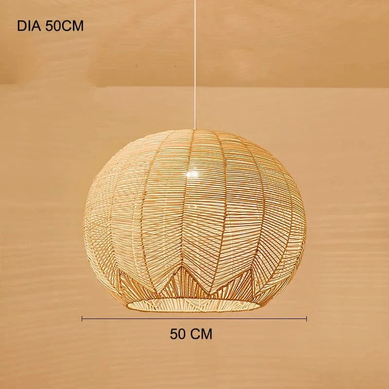 Lustre boule en rotin artisanal. | Marco Lucetti D 50CM