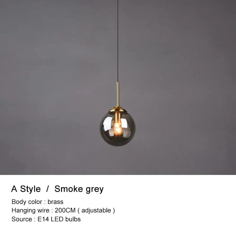 Lustre boule en verre design | Marco Lucetti Verre fumé style H / Blanc chaud