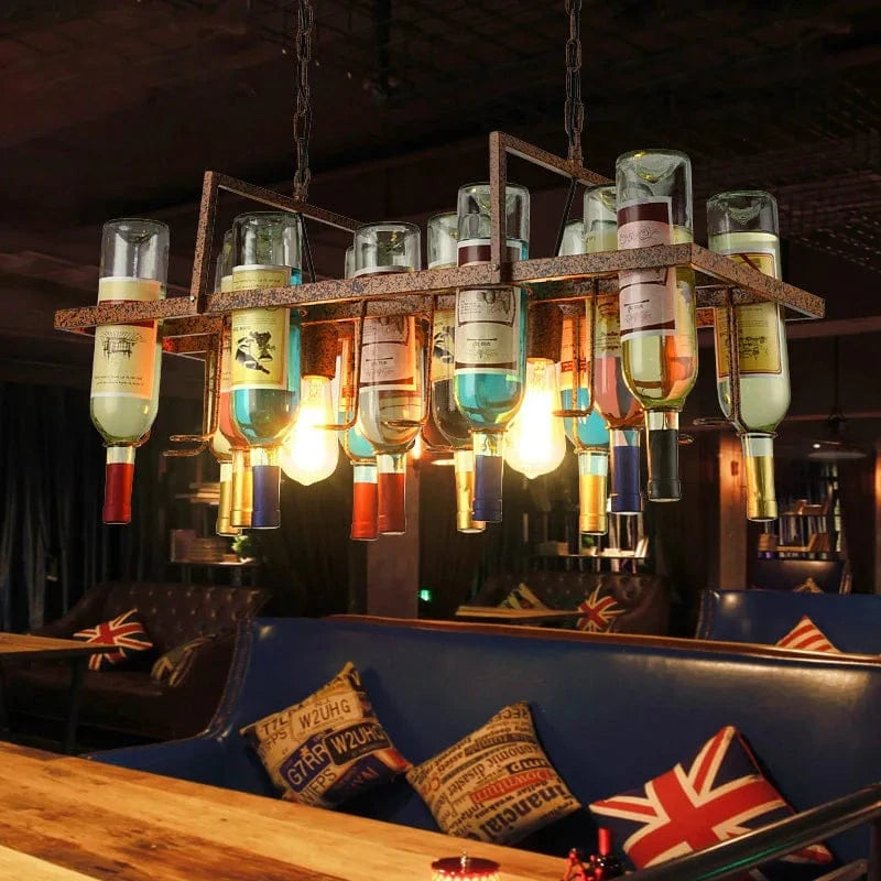 Lustre Bouteille de vin en verre E27 LED Vintage américain rétro industriel Bar créatif café Restaurant éclairage de style Loft | Marco Lucetti