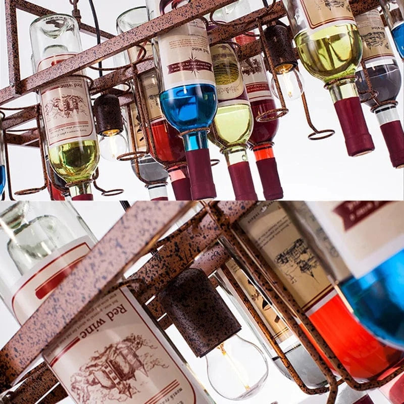 Lustre Bouteille de vin en verre E27 LED Vintage américain rétro industriel Bar créatif café Restaurant éclairage de style Loft | Marco Lucetti