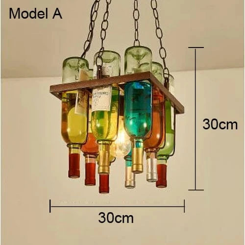Lustre Bouteille de vin en verre E27 LED Vintage américain rétro industriel Bar créatif café Restaurant éclairage de style Loft | Marco Lucetti Modèle A