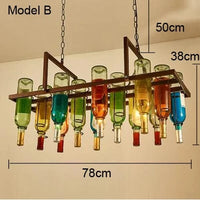 Lustre Bouteille de vin en verre E27 LED Vintage américain rétro industriel Bar créatif café Restaurant éclairage de style Loft | Marco Lucetti Modèle B