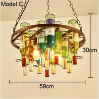 Lustre Bouteille de vin en verre E27 LED Vintage américain rétro industriel Bar créatif café Restaurant éclairage de style Loft | Marco Lucetti Modèle C