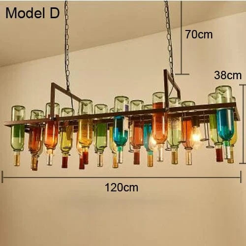 Lustre Bouteille de vin en verre E27 LED Vintage américain rétro industriel Bar créatif café Restaurant éclairage de style Loft | Marco Lucetti Modèle D