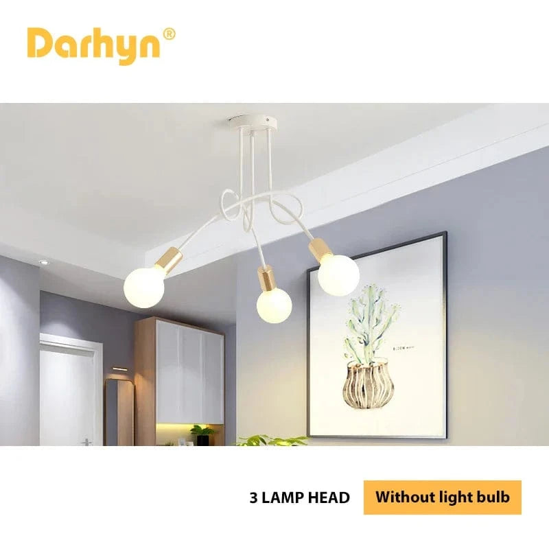 Lustre Branché Minimaliste en Forme de Branche Plafonnier Plaqué Or pour Hôtel, Restaurant, Salon, Cuisine et Chambre | Marco Lucetti 3 têtes or et blanc