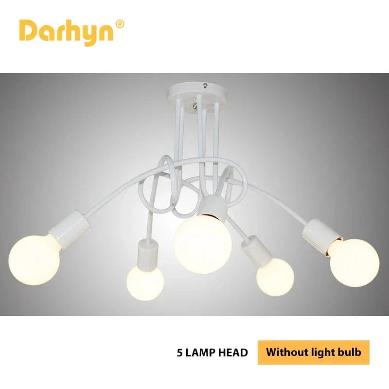 Lustre Branché Minimaliste en Forme de Branche Plafonnier Plaqué Or pour Hôtel, Restaurant, Salon, Cuisine et Chambre | Marco Lucetti 5 têtes toutes blanches