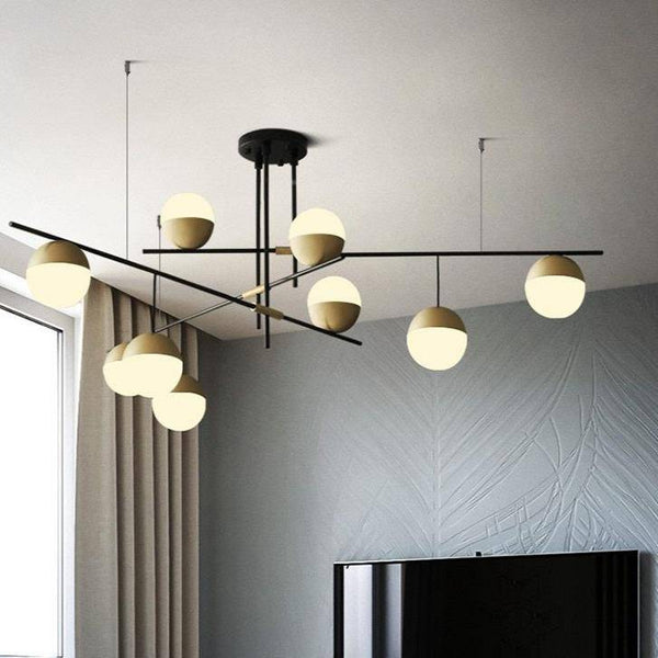 Lustre Branches et Boules en Verre Doré | Marco Lucetti