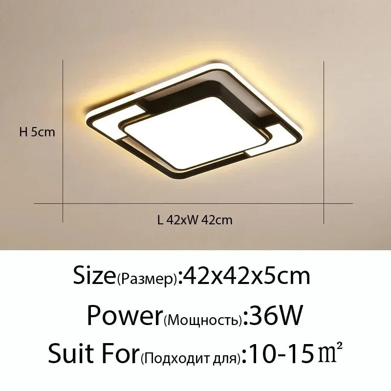 Lustre carré Moderne en Fer avec LED pour Éclairage Intérieur